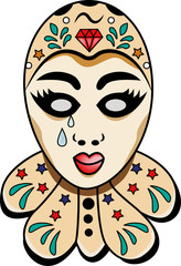 vector illustration of a crying mask