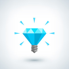 Brilliant idea concept. Light bulb polygonal vector icon.
