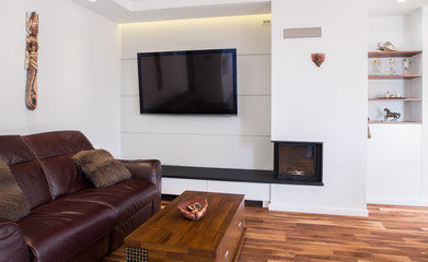 Leather couch in lounge