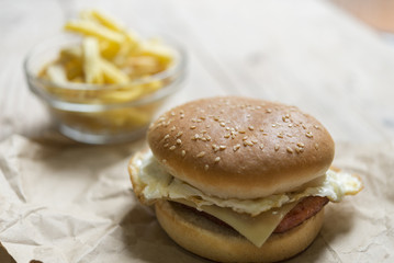 Tasty and appetizing hamburger cheeseburger