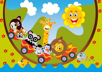 zwierzątka,pociąg,wesołe,zoo,dżungla,żyrafa,miś,panda,lew,zebra,pingwin,wakacje,zabawa