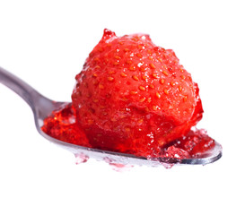strawberry jelly on spoon