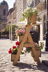 Colorful flower stand in the city © vpavlyuk