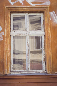 Antique window with white frame