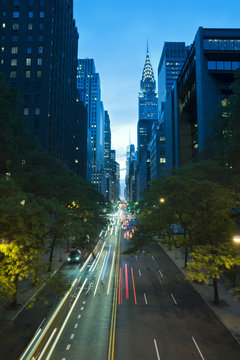 Fototapeta Traffic at night on 42nd Street, New York City