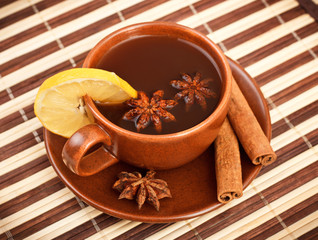 tea with cinnamon sticks and star anise