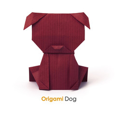 Paper origami dog