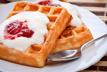 dessert with soft waffle