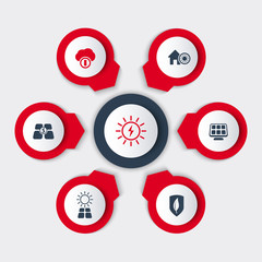 Solar, alternative energetics, round modern icons