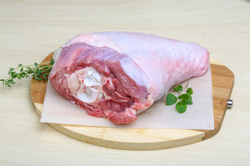 Raw turkey leg