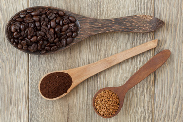 Spoons with coffee