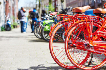 bikes on street in city