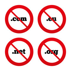 Top-level domains signs. Com, Eu, Net and Org.