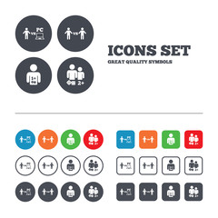 Gamer icons. Board and PC games players.