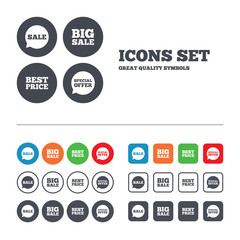 Sale icons. Special offer speech bubbles symbols