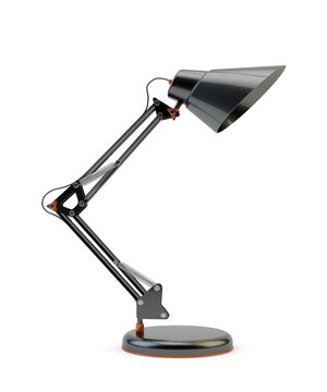 Modern design black office desk lamp isolated on white background