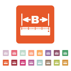 The width icon. Measurement and ruler symbol. Flat