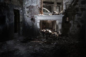 Fototapeta na wymiar Ruins under a sunlight, a bricklaying, Sochi, Russia