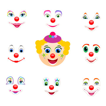 clown collection eyes mouth nose