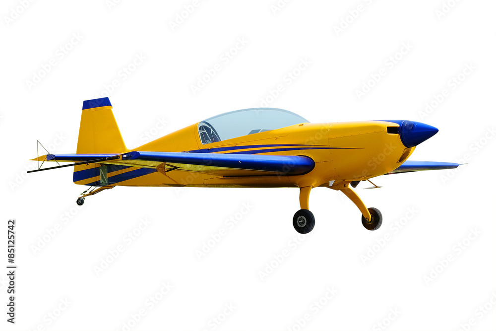 Poster the image of a sport propeller airplane