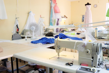 Interior of a garment factory shop
