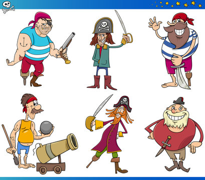 Pirates Cartoon Characters Set