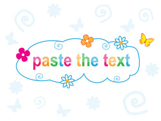 Cloud Frame with flowers on a white background