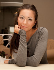 Beautiful smiling woman drinking coffee