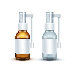Vector Blank Glass Medical Spray Bottle Isolated