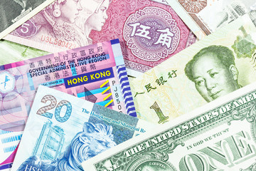 Fototapeta na wymiar Various currency banknotes.