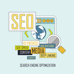SEO concept in thin line style