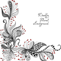 vector black, red and white floral pattern