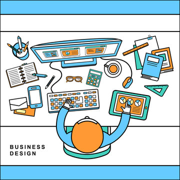 top view of business design concept
