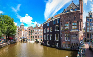 Canal and St. Nicolas Church in Amsterdam