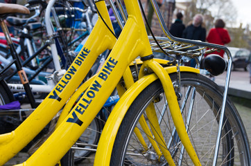 yellow rental bikes