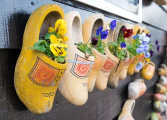 Peel and stick wall murals Amsterdam wooden shoes