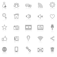 Chat line icons with reflect on white