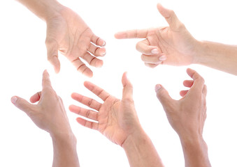 Man hand Set on white background, Isolated