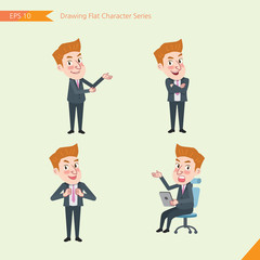 Set of drawing flat character style, business concept  young office worker  activities - introducing, confidence, office worker, communications