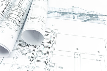 hand drawing with architectural plans