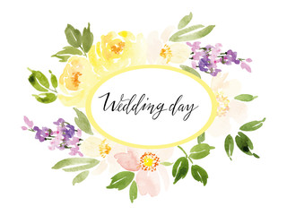 Watercolor greeting card flowers.