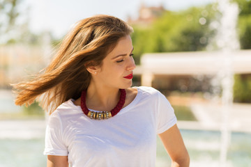 Beautiful girl shopping in the city