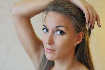 Fototapeta premium Portrait of woman bird look