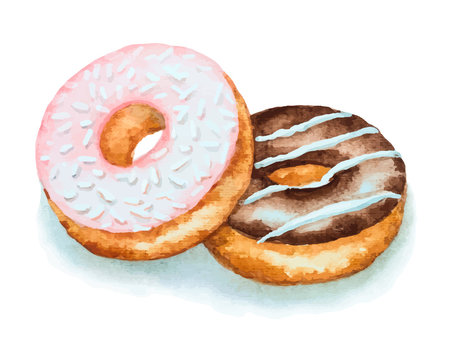 Watercolor donuts