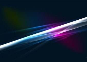 Abstract color glowing lines in dark space with stars and light