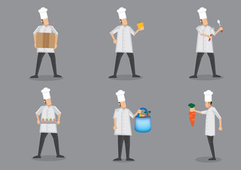 Chef in White Uniform and Toque Vector Character Illustration