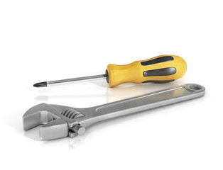 Rapeir concept. Wrench and screwdriver.