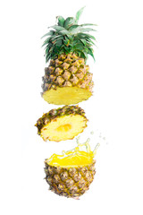Tasty tropical pineapple slices juice burst