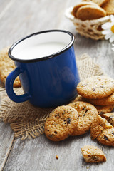 Cookies and mug with milk