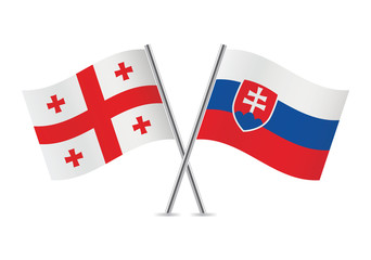 Georgia and Slovakia flags. Vector illustration.